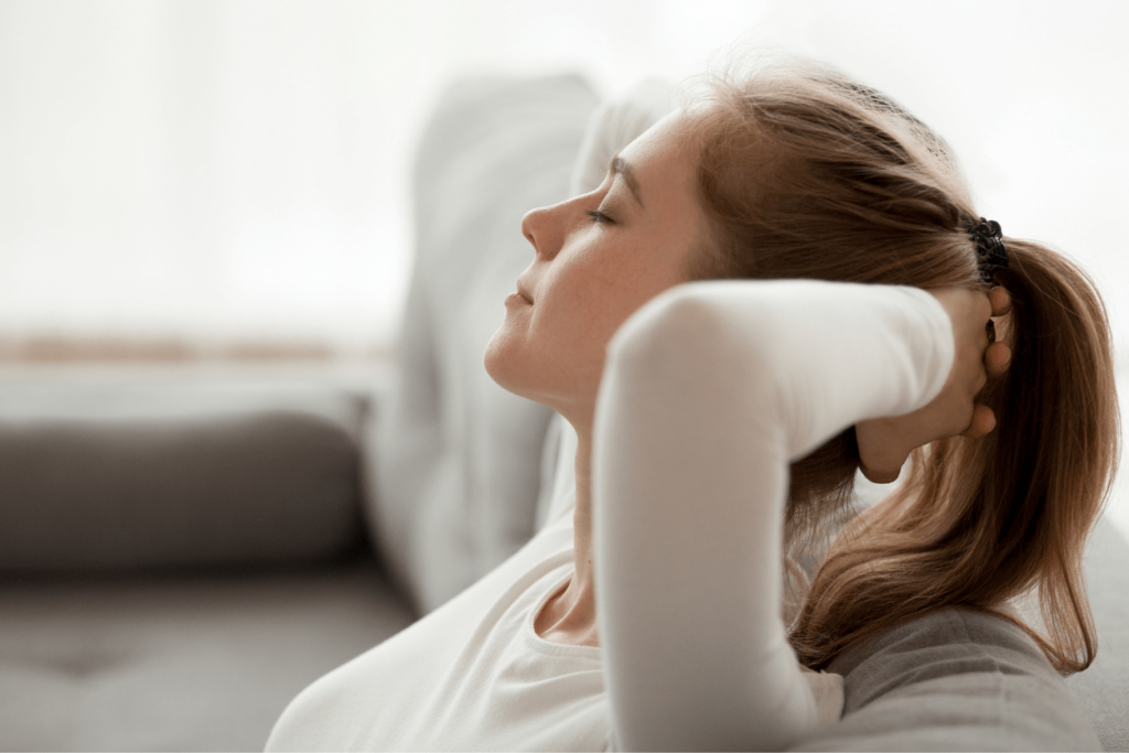 Relaxed woman enjoying time for herself.