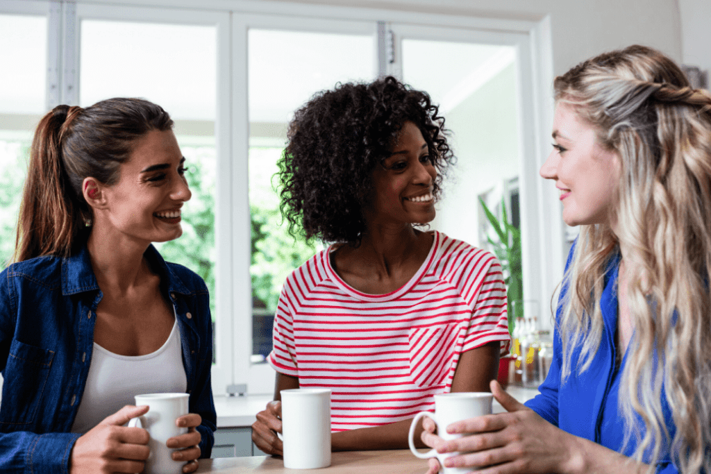 group of relaxed women talking and enjoying each other's company