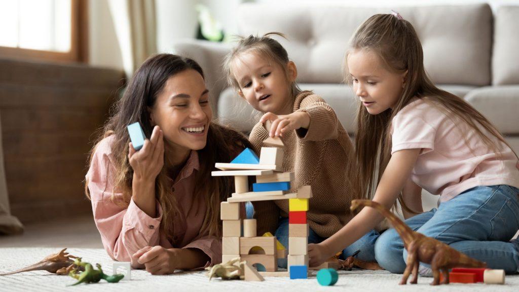 happy mum with kids